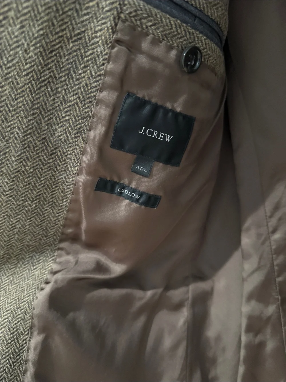 J. Crew Brown Herringbone Wool-Blend Blazer
